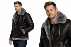 B3 Bomber Sheepskin Men’s Black Jacket