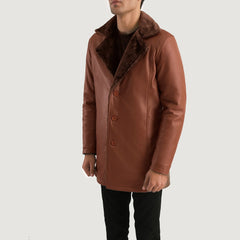 Vegen Brown Leather Coat Jacket