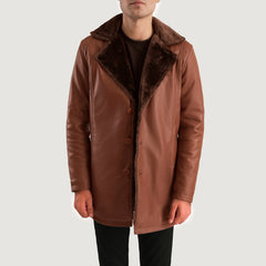 Vegen Brown Leather Coat Jacket