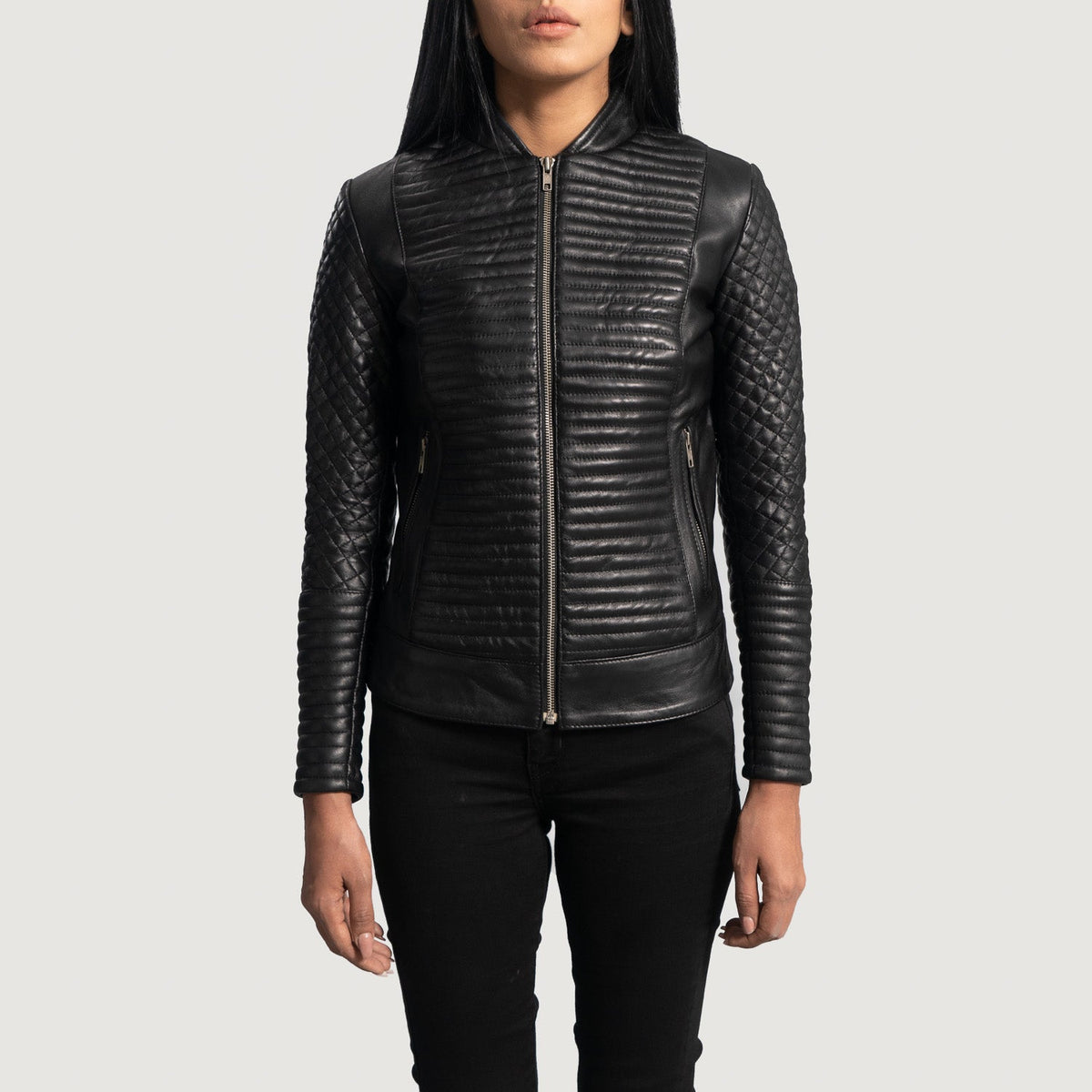 Siben Black Leather Biker Jacket