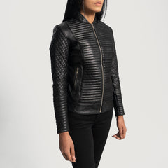 Siben Black Leather Biker Jacket