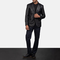 Yarion Black Leather Blazer Jacket