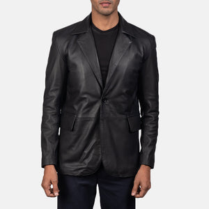 Yarion Black Leather Blazer Jacket