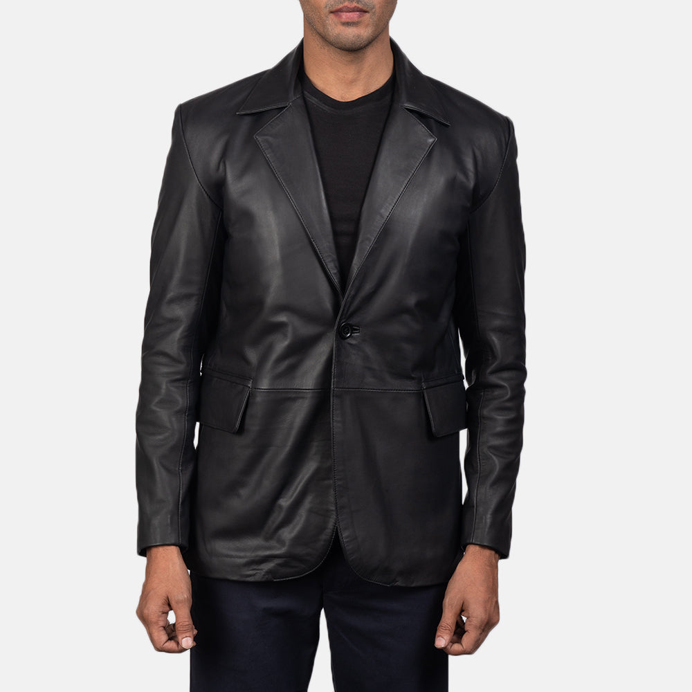 Yarion Black Leather Blazer Jacket
