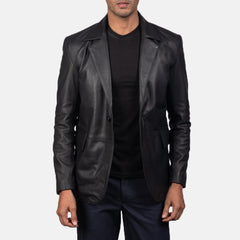 Yarion Black Leather Blazer Jacket