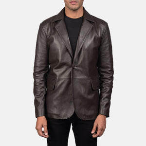 Yarion Brown Leather Blazer Jacket