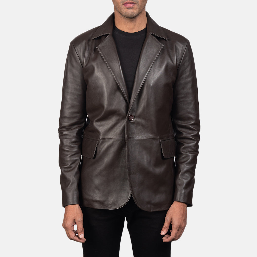Yarion Brown Leather Blazer Jacket