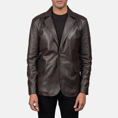Yarion Brown Leather Blazer Jacket