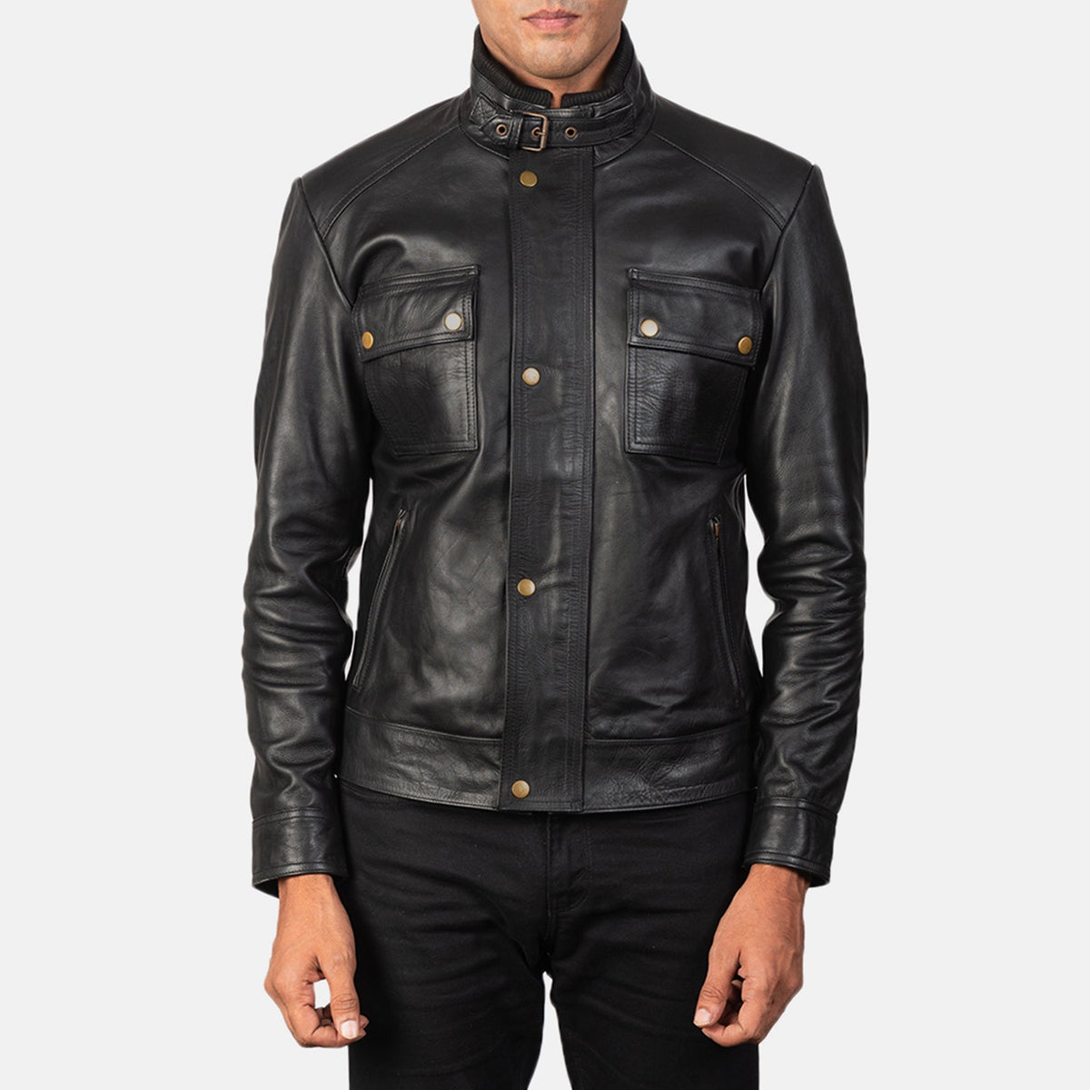 Simion Black Leather Biker Jacket