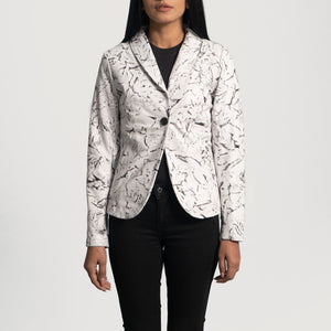Tabin White Leather Blazer Jacket