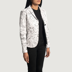 Tabin White Leather Blazer Jacket