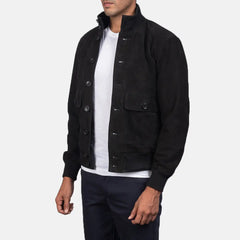 Mavor Black Suede Bomber Jacket