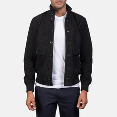 Mavor Black Suede Bomber Jacket