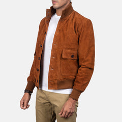 Mavor Brown Suede Bomber Jacket