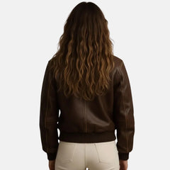 Isla Brown Leather Bomber
