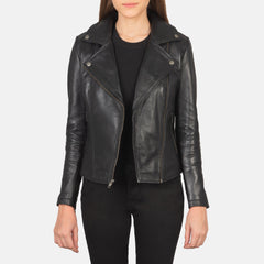 Elsus Black Leather Biker Jacket