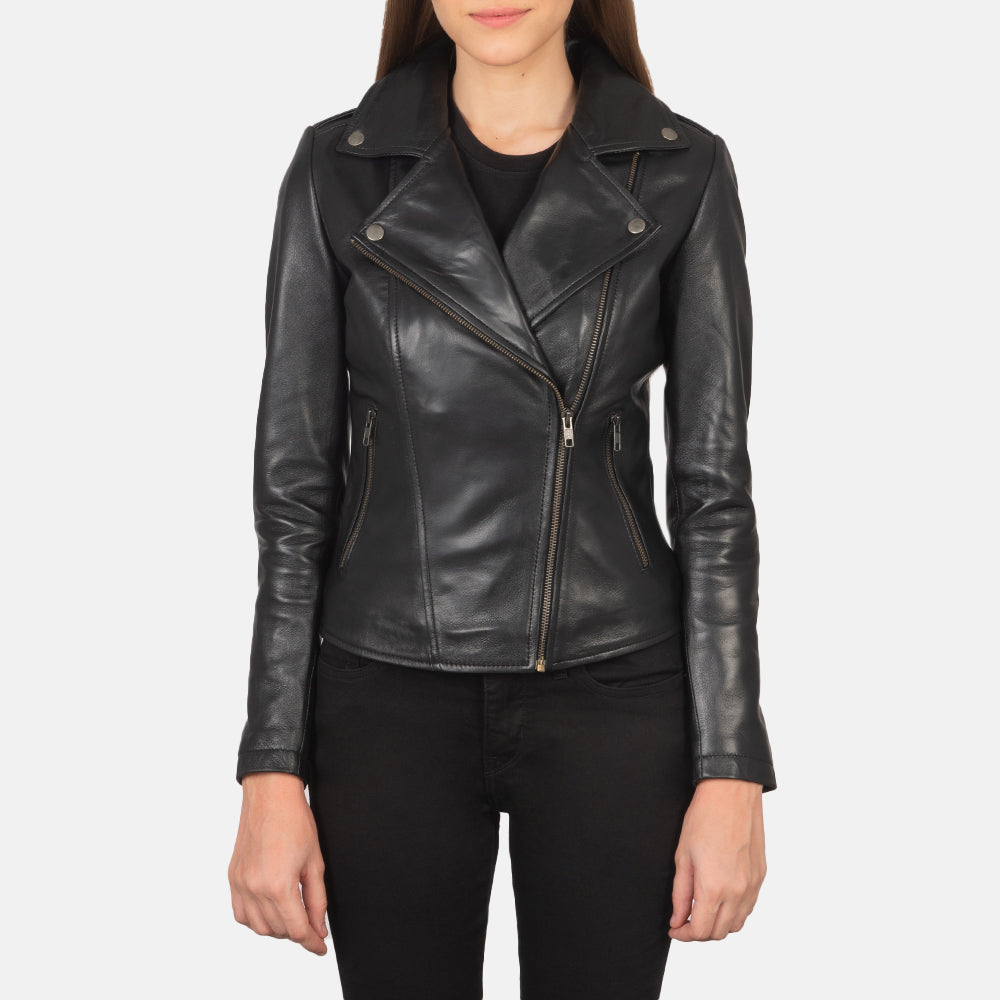 Elsus Black Leather Biker Jacket