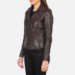 Elsus Maroon Leather Biker Jacket