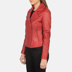 Elsus Red Leather Biker Jacket