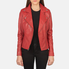 Elsus Red Leather Biker Jacket