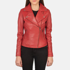 Elsus Red Leather Biker Jacket