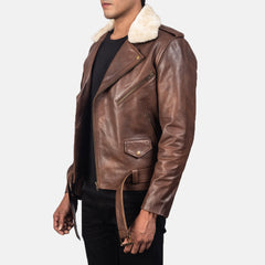 Rikon Brown Leather Biker Jacket