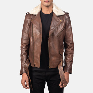 Rikon Brown Leather Biker Jacket