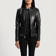 Zevet Black Leather Biker Jacket