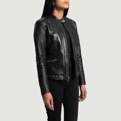 Zevet Black Leather Biker Jacket