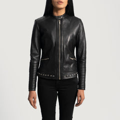 Zevet Black Leather Biker Jacket
