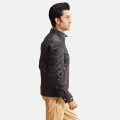 Arbet Black Leather Quilted Jacket