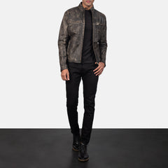 Jopix Distressed Brown Leather Biker Jacket
