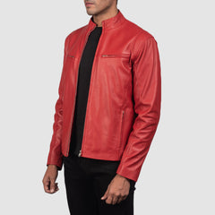 Jopix Red Leather Biker Jacket