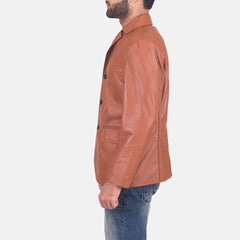 Tider Brown Leather Blazer Jacket