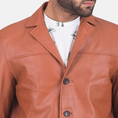 Tider Brown Leather Blazer Jacket