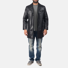 Nalor Black Leather Coat Jacket