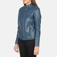 Ripel Blue Leather Biker Jacket