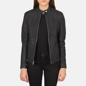 Ripel Black Leather Biker Jacket