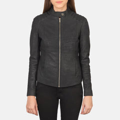 Ripel Black Leather Biker Jacket