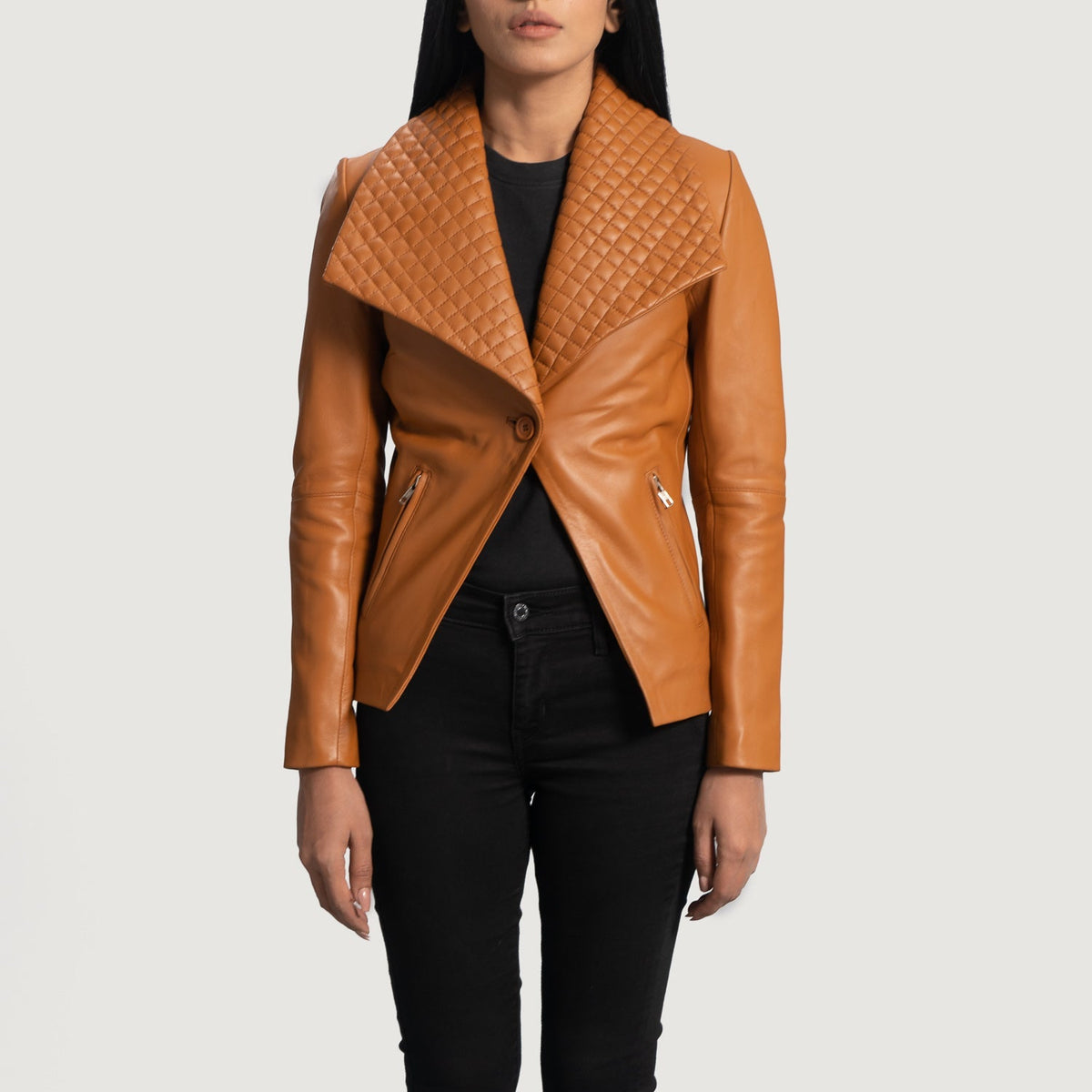 Tamas Brown Leather Blazer Jacket