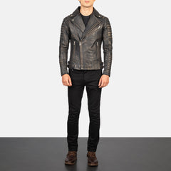 Konis Brown Leather Biker Jacket