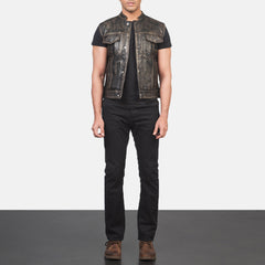 Atlas Moto Distressed Brown Leather Vest