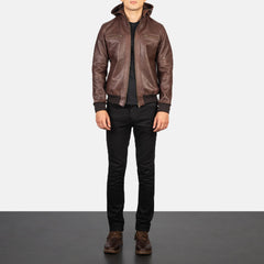 Luson Brown Leather Bomber Jacket