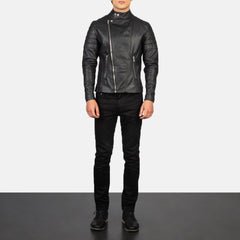 Sador Black Leather Biker Jacket