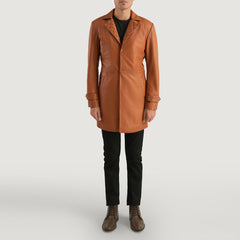 Vebian Brown Leather Coat Jacket