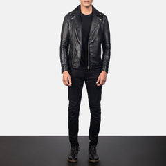 Kegan Black Leather Biker Jacket