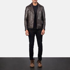 Nopion Brown Leather Biker Jacket