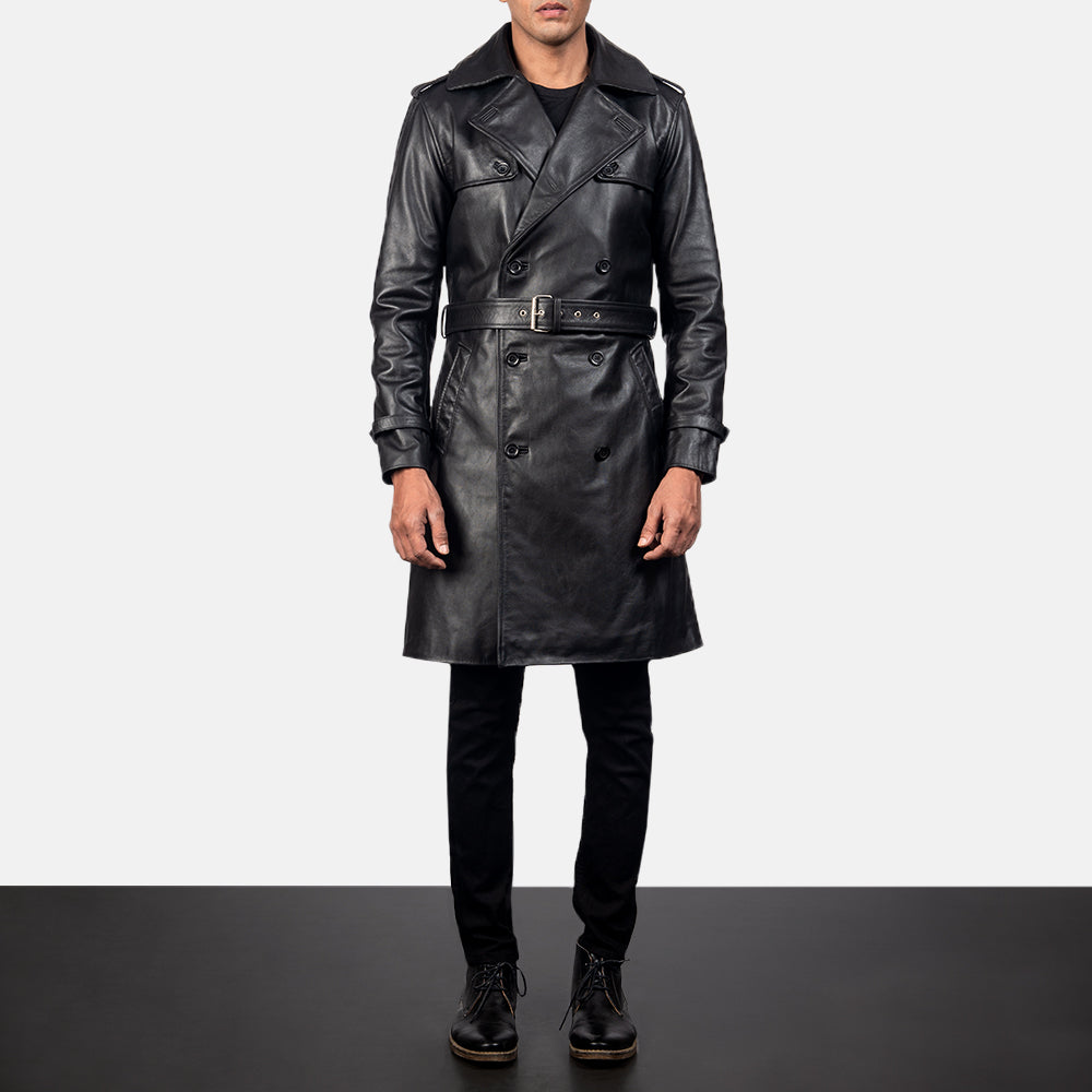 Nikin Black Leather Coat Jacket