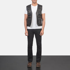 Keris Brown Leather Vest Jacket