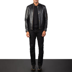 Uldar Black Leather Biker Jacket